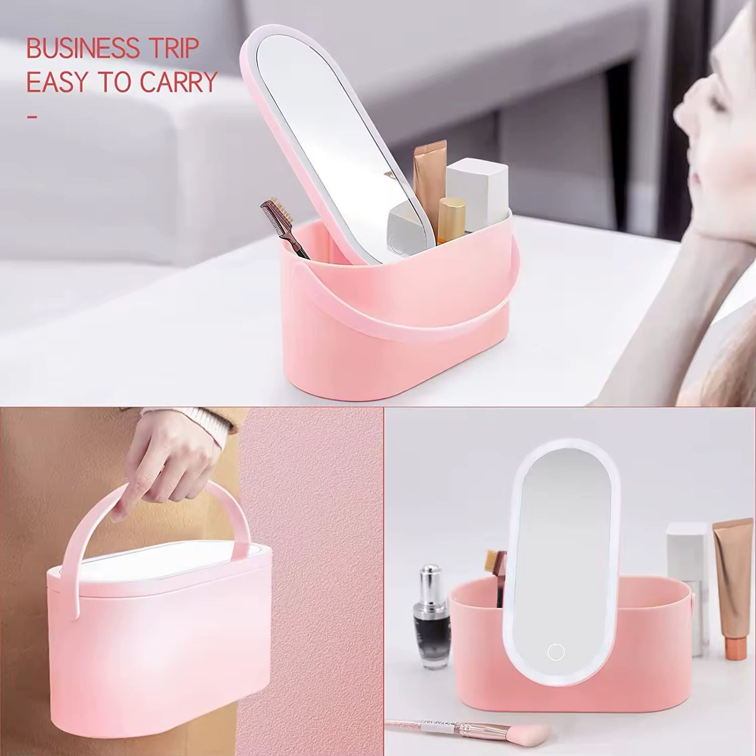 LED PORTABLE STORAGE MAKEUP MIRROR